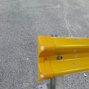 Light Slate Gray Yellow Armco Barrier End Cap with Reflectors