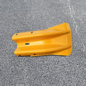 Light Slate Gray Fishtail Armco Barrier End Cap Yellow Powder Coated