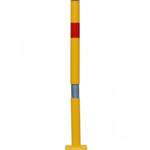 Goldenrod Yellow & Red Bendy Bolt Down Tall Static Parking Post