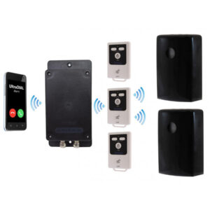 Black Battery Covert GSM UltraDIAL Alarm with 2 x Outdoor BT PIR's