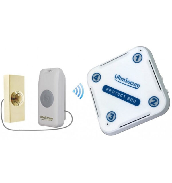Light Gray Long Range 800 Metre Wireless Doorbell Kit With Brass Push Button