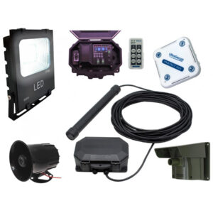 Dark Slate Gray Security Floodlight & Siren Driveway Alarm With Outdoor, Indoor Receiver, PIR & Vehicle Sensing Probe