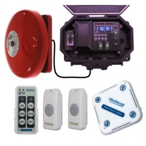 Light Gray Twin Doorbell Wireless Commercial Bell Kit (With Adjustable Loud Bell) & Additional Chime Receiver