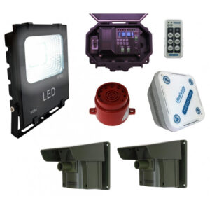 Dark Slate Gray Security Floodlight & Adjustable Siren Wireless Driveway PIR Alarm With Outdoor & Indoor Receivers