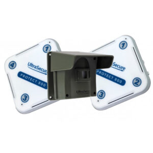 Light Gray Protect 800 Driveway Alert System With 2 x Receivers & Attachable Lens Caps