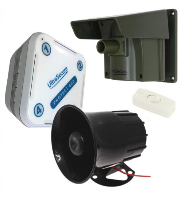 Dark Slate Gray Protect 800 Driveway Alert System With Multiple Lens Caps & a Wired Siren